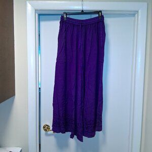 Wevez Embroidered Stone Washed Wide Leg Pants NWOT one size
